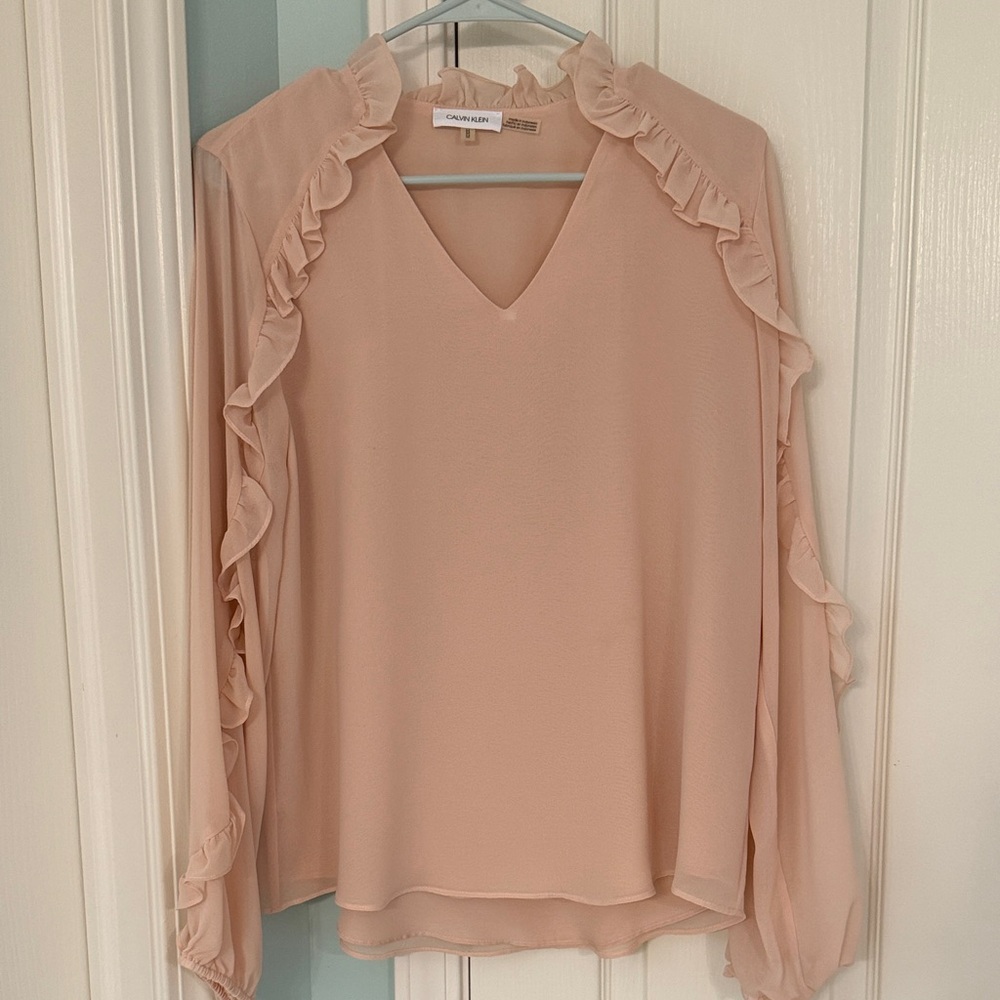 Calvin Klein Blush Ruffle Blouse